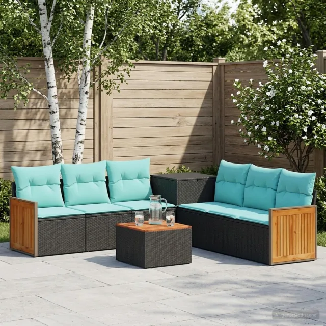vidaXL Bankstel 8 st Zwart en Blauw 55 x 55 x 37 cm