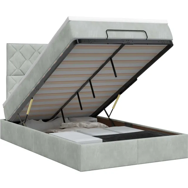 vidaXL Ottoman bed met matras Lichtgrijs 120 x 200 cm Fluweel