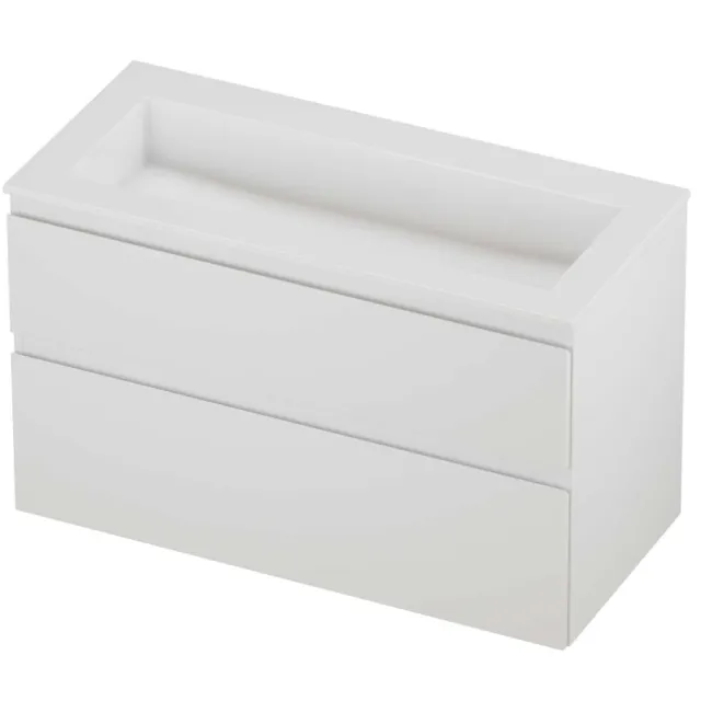 Proline Aristo Badmeubelset Polystone Elegant Zonder Kraangat 100x46x62 cm Glans Wit Mat Wit