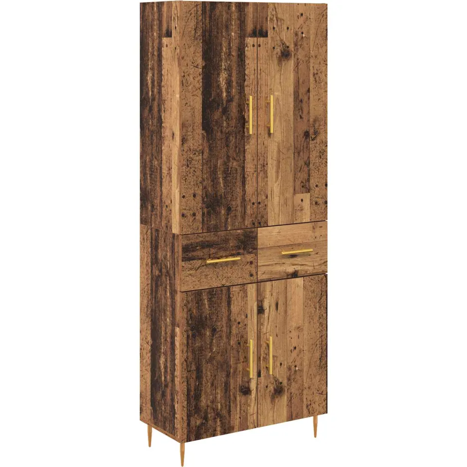vidaXL Highboard Oud Hout 69,5 x 34 x 180 cm Bewerkt hout bruin, foto 3