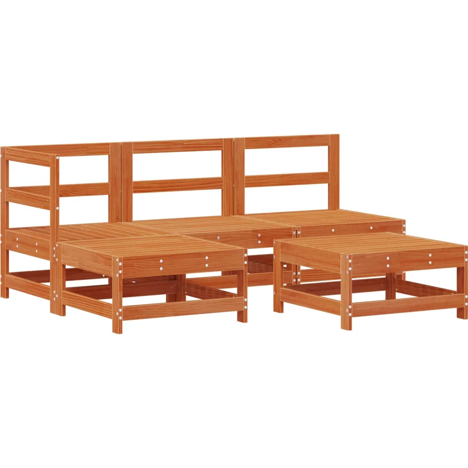 vidaXL Tuin loungeset 5 st Wasbruin Massief grenenhout