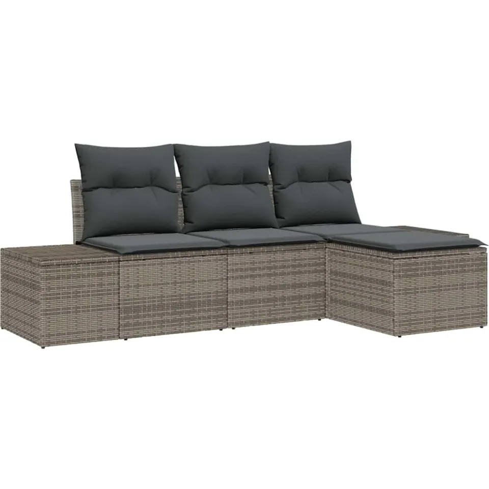 vidaXL Tuin Sofa Set 4 st Grijs poly rattan