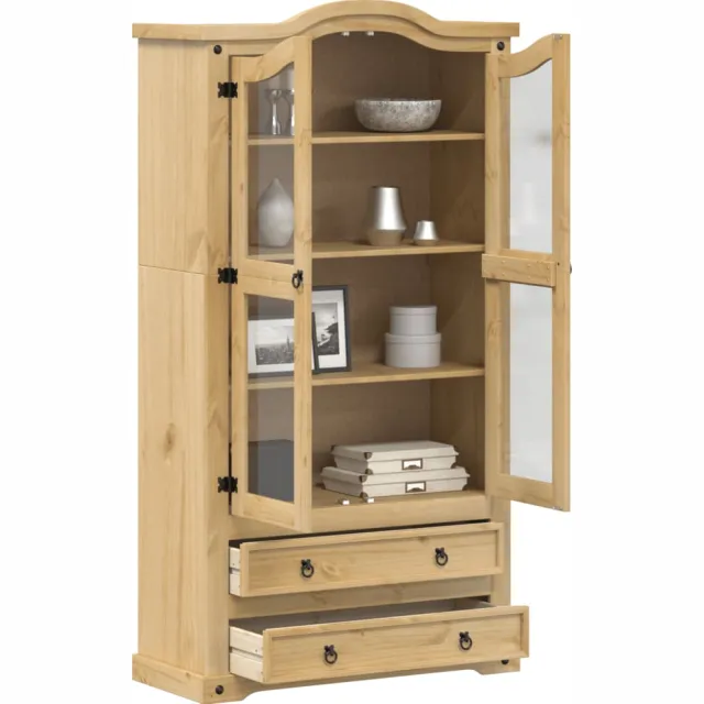 vidaXL Vitrinekast Corona 99x43x187 cm massief grenenhout Bruin