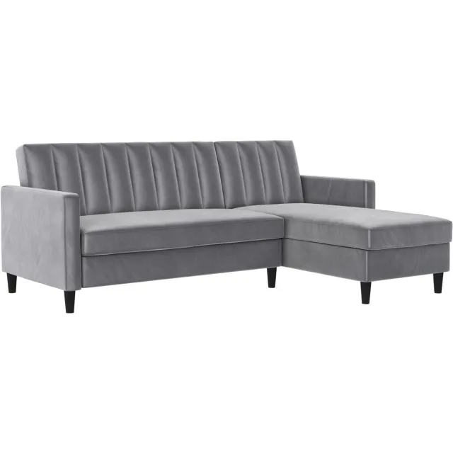 Notio Living Celine-Slaapbank - Grijs Fluweel 3zitplekken Fluweel Grijs