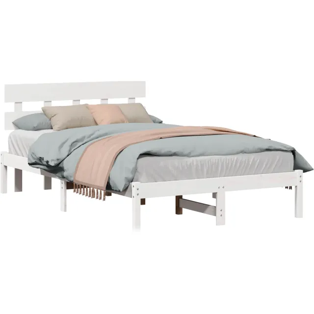 vidaXL Bedframe met hoofdeinde Wit 120 x 200 cm Massief grenenhout