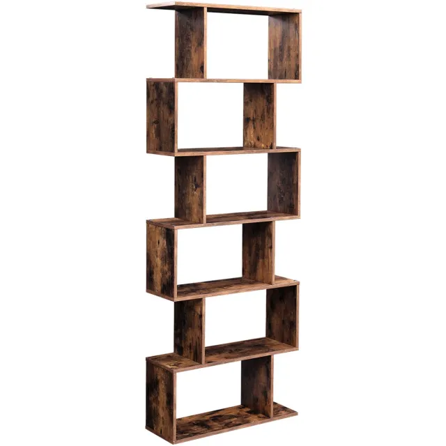 FurnStar Boekenkast - 6 Laags Boekenkast - Opbergkast Verdeler Woonkamer - Slaapkamer - Kantoor Moderne Stijl - 190,5x70x24 cm - Rustiek Bruin