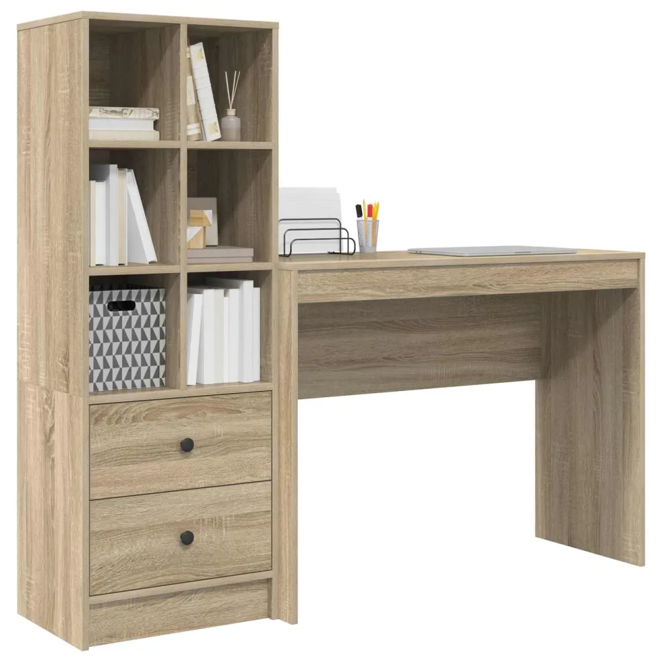 vidaXL Bureau Sonoma Eiken 145,5 x 40 x 127 cm 2 st Bruin