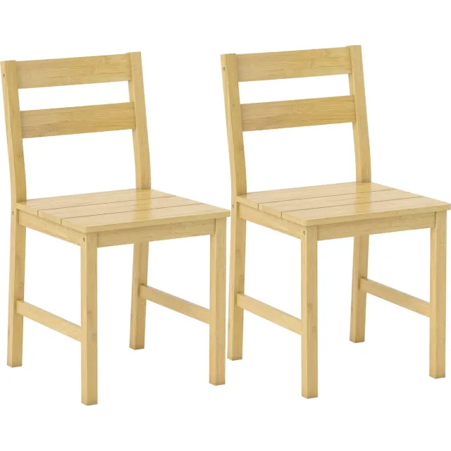 Homcom Eetkamerstoel - Bamboe - 42x45x80cm - Natuurlijk Hout