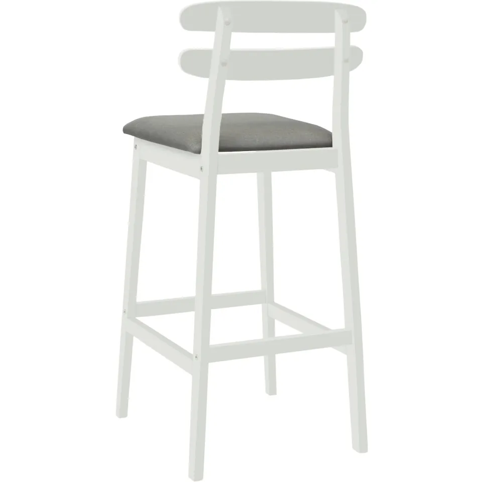 vidaXL Barkruk 2 st Wit en Grijs Massief Rubberhout en Stof, foto 4