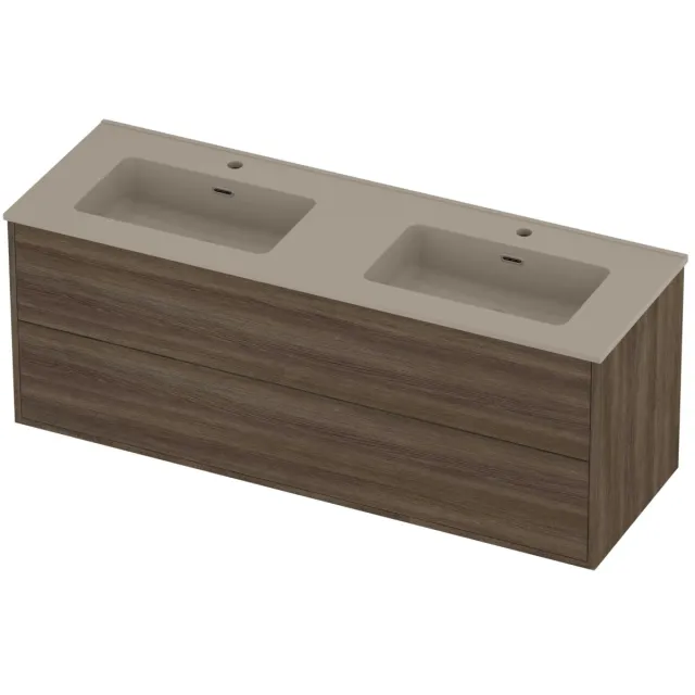 Proline Tribute Badmeubelset Porselein Elegant 2 Laden 140x46x54 cm Mat Crème Cotton Vital Oak Eiken