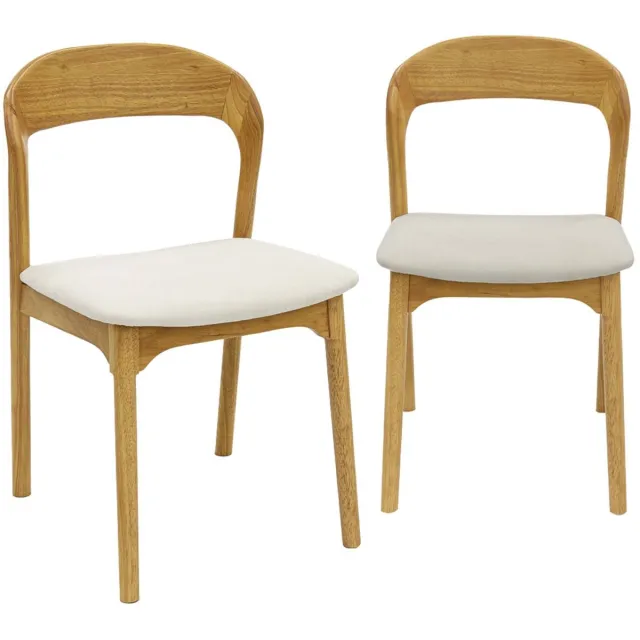 sweeek Set van 2 vintage stoelen van rubberhout en stof - athena Naturel