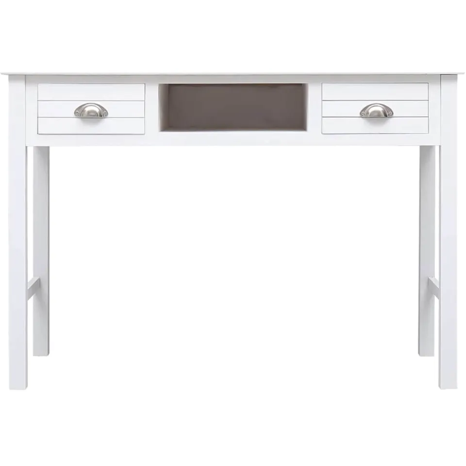 vidaXL Bureau 108x45x76 cm massief paulowniahout wit, foto 3
