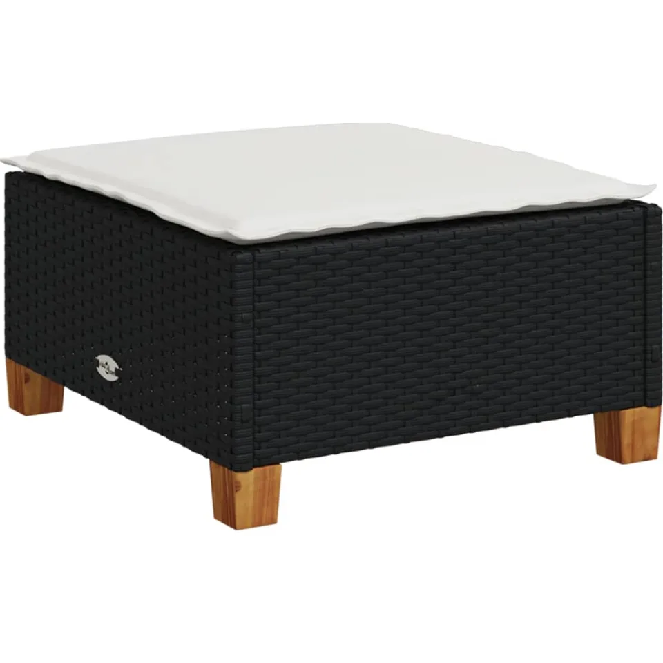 vidaXL 8-delige Loungeset met kussens poly rattan zwart