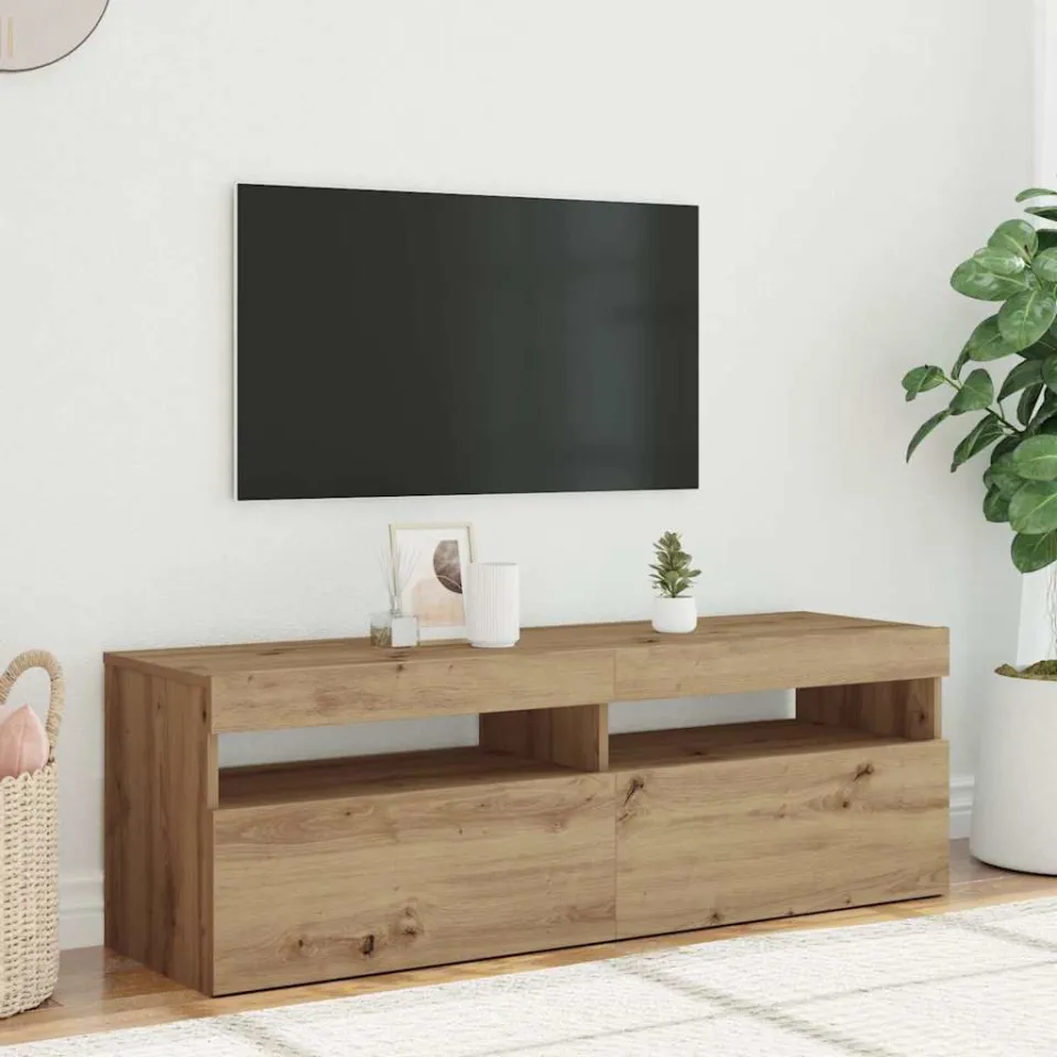 vidaXL Tv-meubel met LED 120x35x40 cm bewerkt hout artisanaal eiken, foto 4