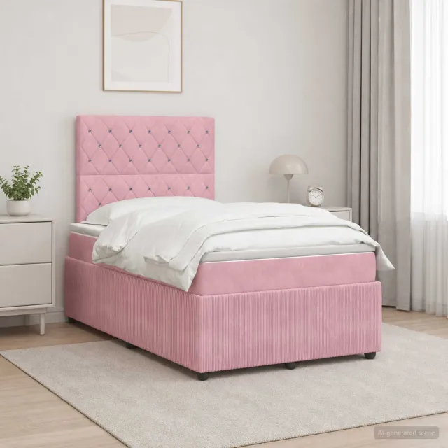 vidaXL Boxspringbed met matras Roze 120 x 200 cm Fluweel