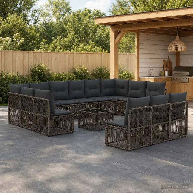 vidaXL Tuinbankenset 14 st Grijs poly rattan, foto 2