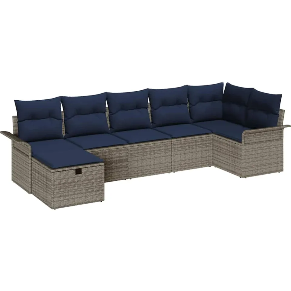 vidaXL Tuin Sofa Set 7 st Poly riet Zwart