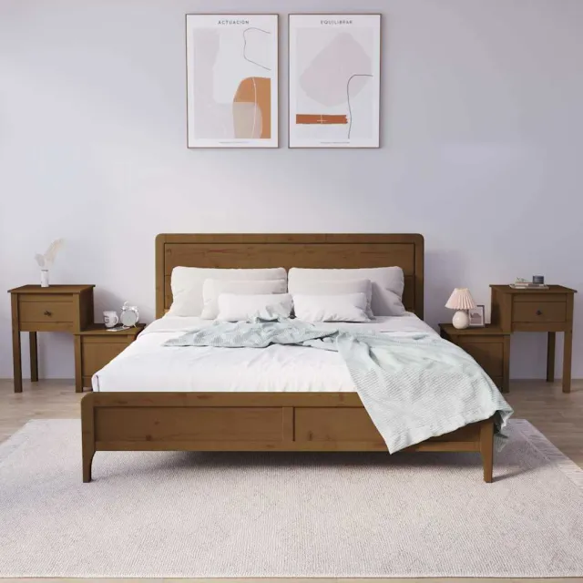 vidaXL Nachtkastjes 2 st 79,5x38x65,5 cm grenenhout honingbruin bruin, foto 2