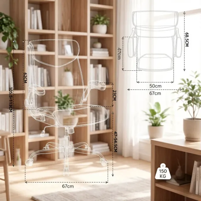 MIVRAY Ergonomische Bureaustoel Met 360° Draaifunctie En Kantelmechanisme - Verstelbare Zitstoel Voor Kantoor En Thuis - Zwart