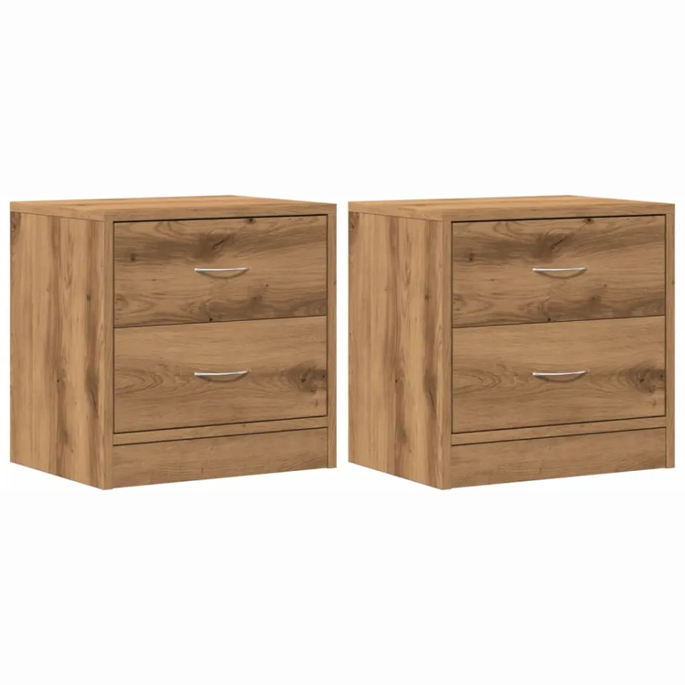 vidaXL Nachtkastjes 2 st 40x30x40 cm bewerkt hout artisanaal eiken, foto 3