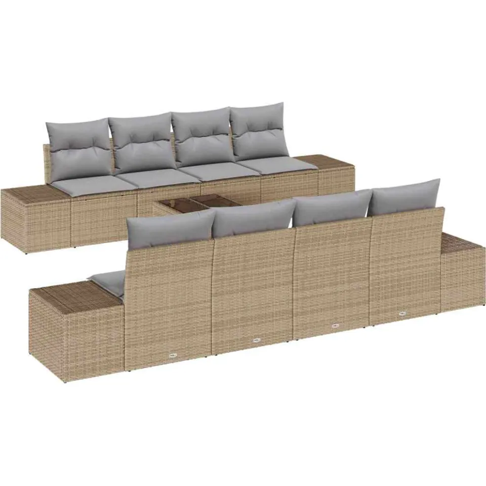 vidaXL Tuin Sofa Set 8 st Beige en Grijs poly rattan