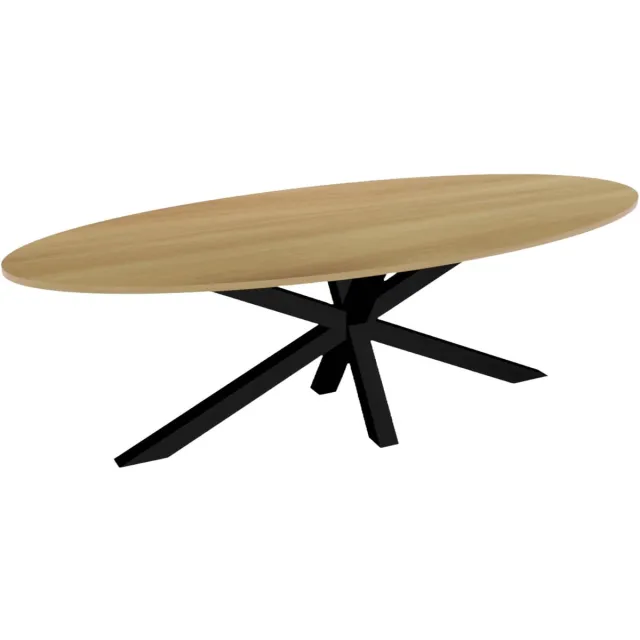 Lizzely Garden & Living Eettafel ovaal 260cm Rato lichtbruin ovale tafel MDF eetkamertafel