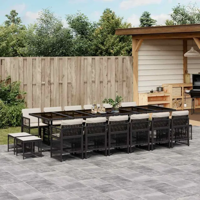 vidaXL 17-delige Tuinset met kussens poly rattan zwart, foto 2
