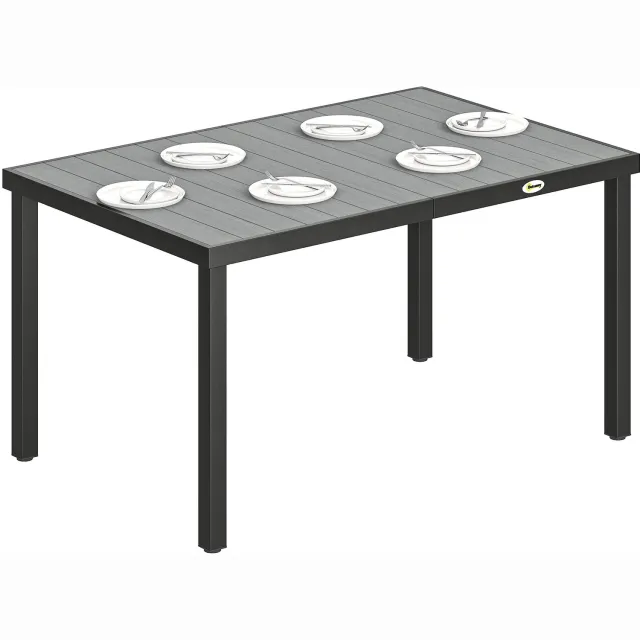 Lunpog Tuintafel voor 4 tot 6 personen, buitentafel, 140 x 90 x 74 cm, grijs