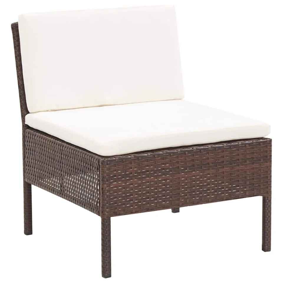 vidaXL 3-delige Loungeset met kussens poly rattan bruin, foto 3