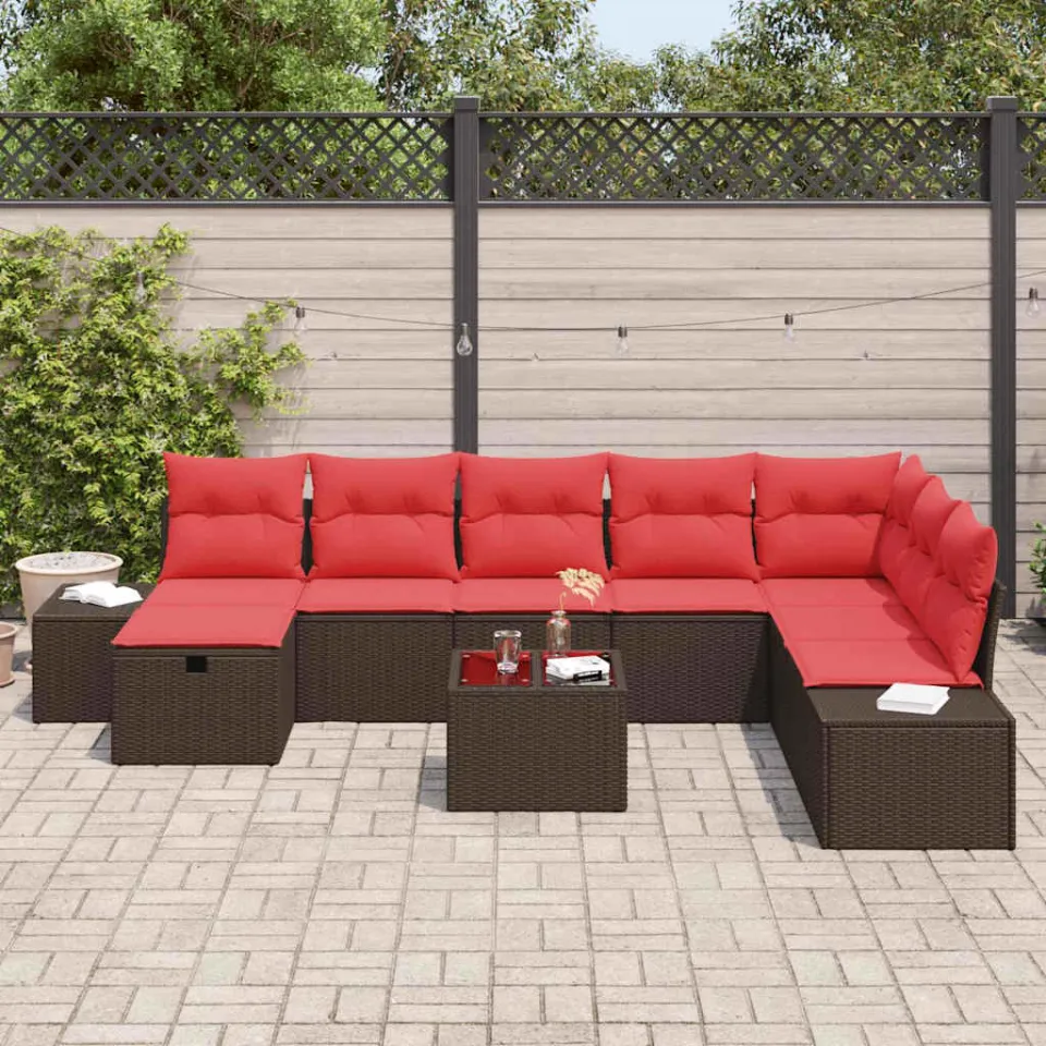 vidaXL Tuin Sofa Set 9 st Bruin poly rattan, foto 3