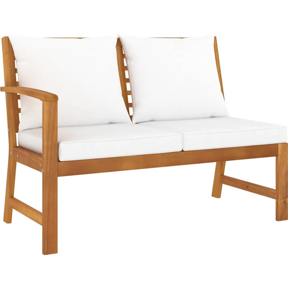vidaXL 4-delige Loungeset met kussens massief acaciahout crème