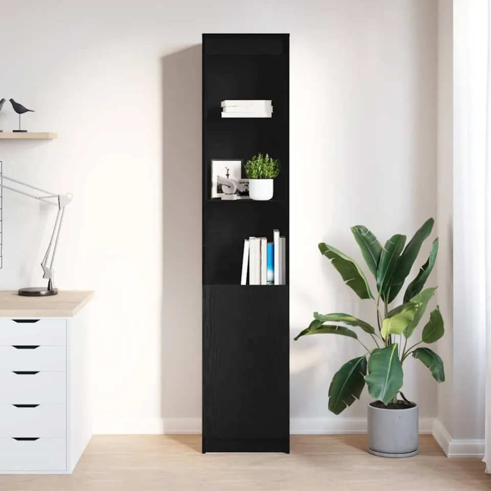vidaXL Highboard 37,5x35x180 cm spaanplaat zwart eikenkleurig, foto 3