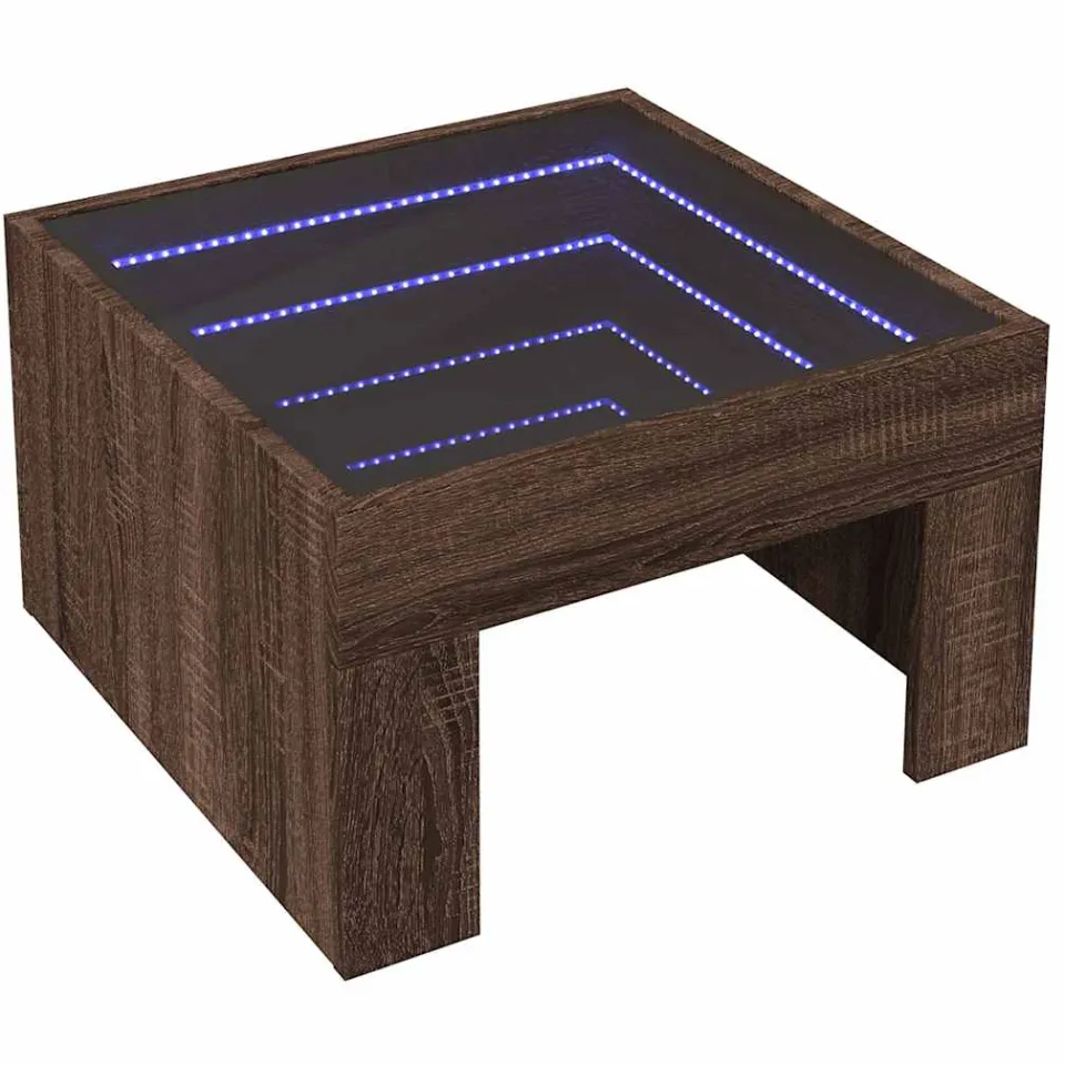 vidaXL Salontafel met Infinity LED 50x50x30 cm bruin eikenkleurig