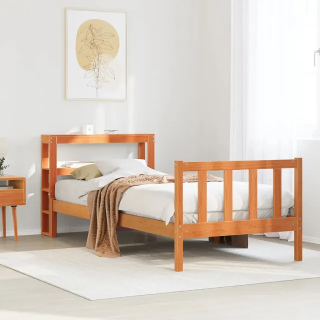 vidaXL Bedframe met hoofdbord massief grenenhout wasbruin 100x200 cm bruin