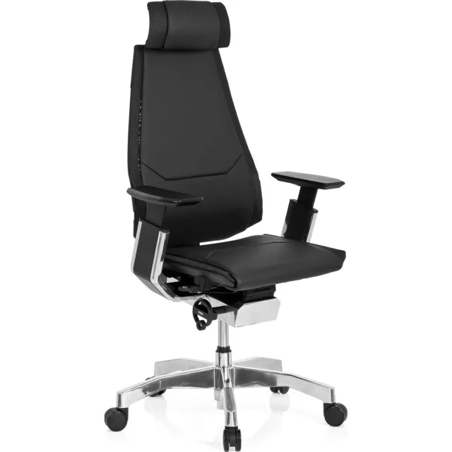 hjh office Genidia Pro - Bureaustoel - Leder - Zwart