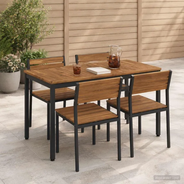 vidaXL Tuindiner tafel NAARDEN Naturel en Zwart 108,5 x 55 x 75 cm, foto 2