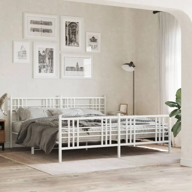 vidaXL Bedframe met hoofd- en voeteneinde metaal wit 180x200 cm