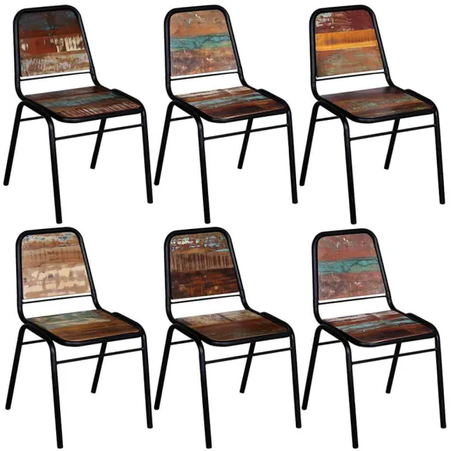 vidaXL Eetkamerstoelen 6 st massief gerecycled hout Meerkleurig
