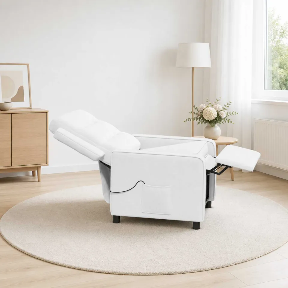 vidaXL Massage-relaxstoel Wit 65 x 93 x 102 cm Stof, foto 4