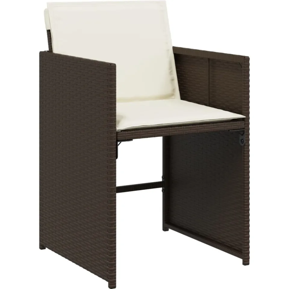vidaXL 15-delige Tuinset met kussens poly rattan bruin