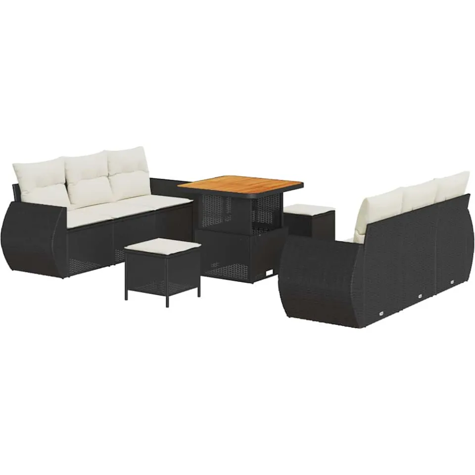 vidaXL Tuin Sofa Set 9 st Zwart poly rattan