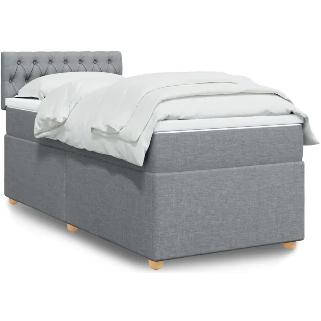 vidaXL Boxspring met matras stof lichtgrijs 90x190 cm grijs