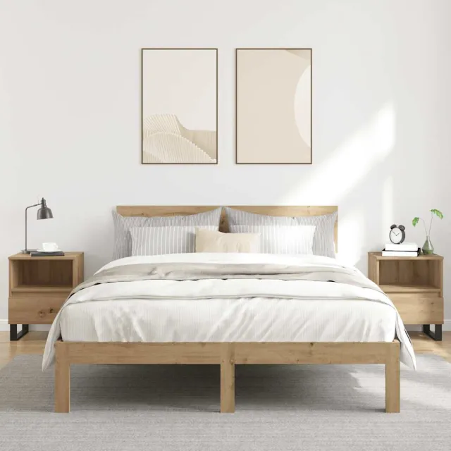 vidaXL Nachtkastjes 2 st 40x35x50cm bewerkt hout artisanaal eikenkleur, foto 2