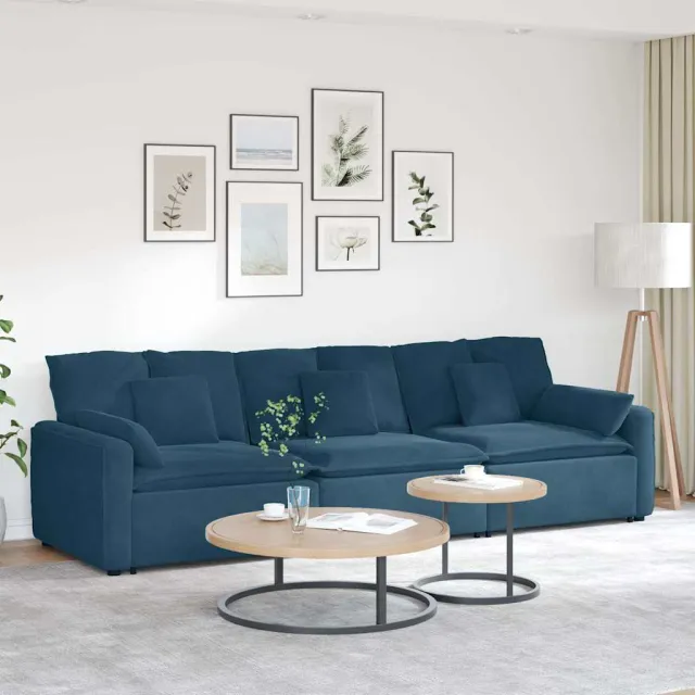 vidaXL Modulaire bank met kussens blauw