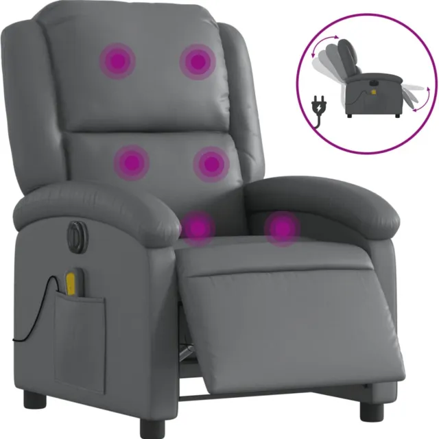 vidaXL Massagestoel - verstelbaar - elektrisch - kunstleer - grijs