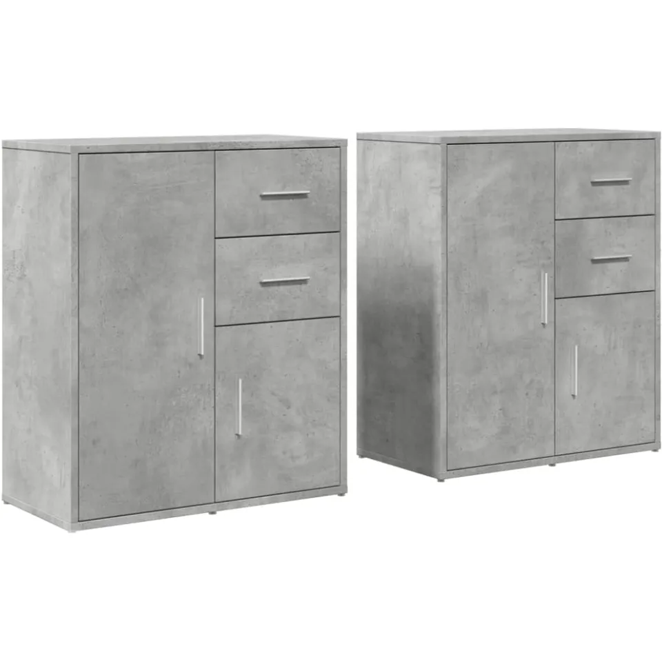 vidaXL Dressoirs 2 st 60x31x70 cm bewerkt hout betongrijs