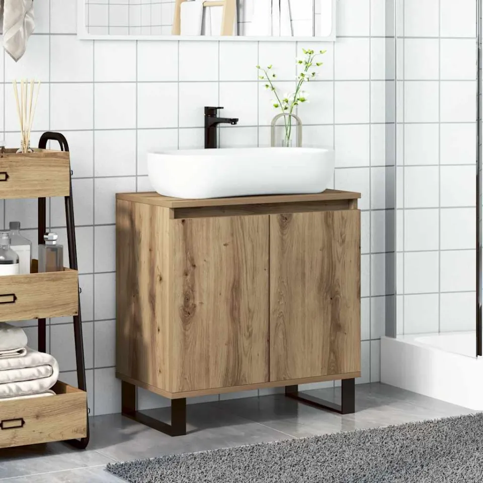 vidaXL Badkamerkast 58x33x60 cm bewerkt hout artisanaal eikenkleurig, foto 3