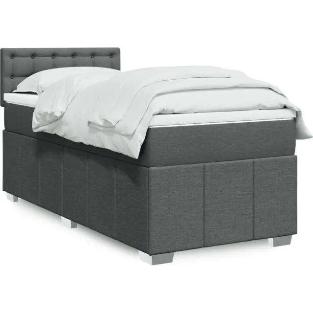 vidaXL Boxspring met matras stof donkergrijs 80x200 cm grijs