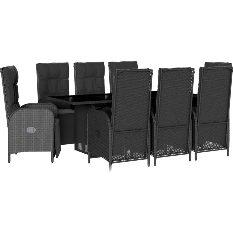 vidaXL 9-delige Tuinset poly rattan zwart, foto 3
