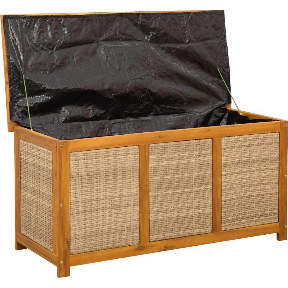 vidaXL Tuinopslagdoos 185 L Massief Acaciahout 113 x 50 x 56 cm Beige